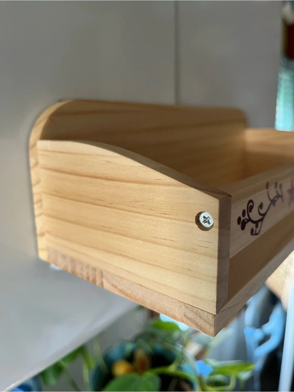 Magnetic Wooden Shelf  with Red Star Accent